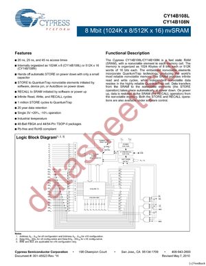 CY14B108L-BA45XIT datasheet  